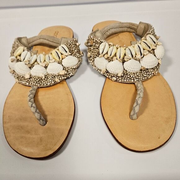 Rare Cocobelle Italian Leather Sandals Embellished with shells sz 6.5 - Picture 7 of 11